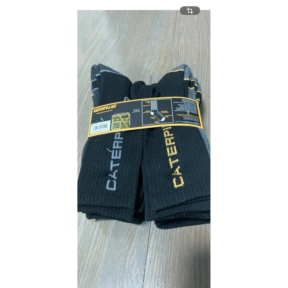 Caterpillar CAT Mens Midweight Boot Crew Socks 8 Pair Size 8-12 Black